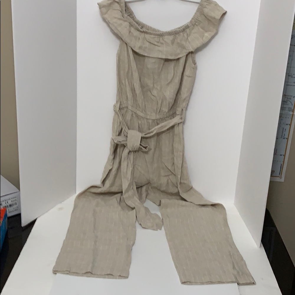 Tan linen romper